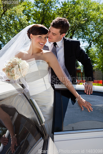 Image of Affectionate wedding couple