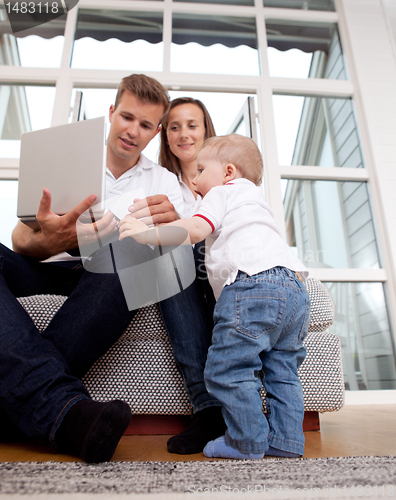 Image of Family with Computer