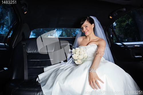 Image of Bride in Limousine