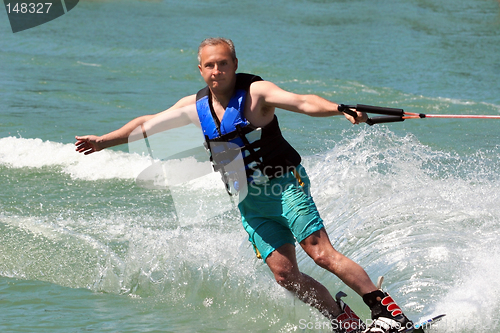 Image of Mature man wakeboarding