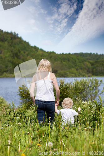 Image of Mother and Son in Meadow