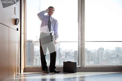Image of Handsome Business Man On Call