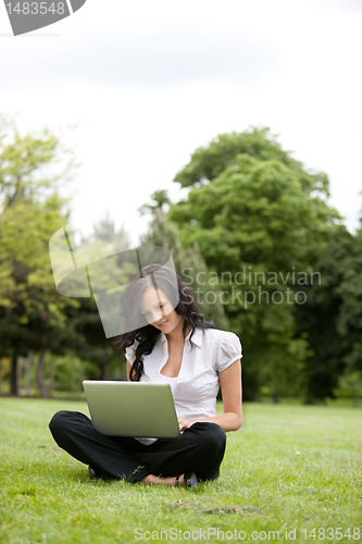 Image of Casual Female Using Laptop