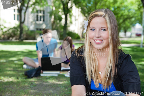 Image of Portrait of happy teenage girl