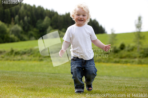 Image of Cute Child Playing Outdoors