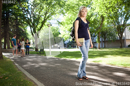 Image of College Girl Walking to Class