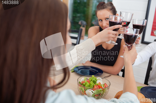 Image of Female friends toasting