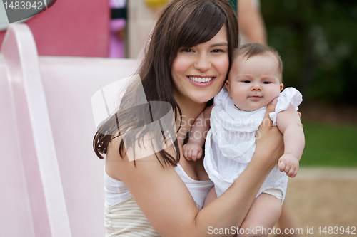 Image of Mother with Baby Daughter in Park