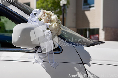 Image of Wedding Bouquet on Car