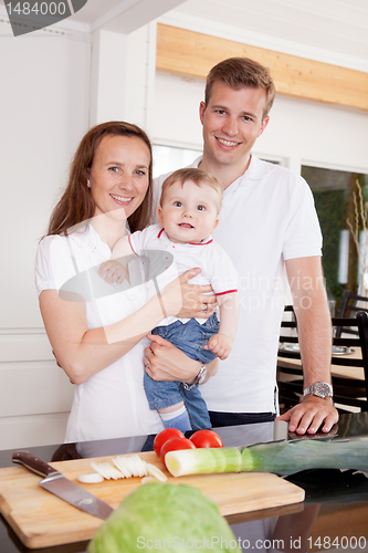 Image of Family at Home in Kitchen