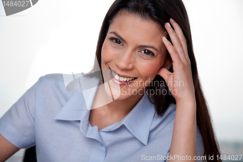 Image of Happy Businesswoman Smiling