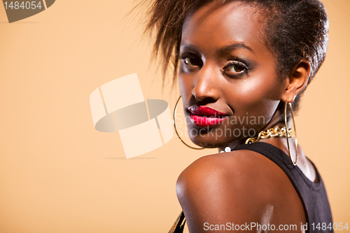 Image of Model in Studio Looking over Shoulder