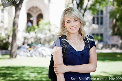 Image of Young girl standing in the campus