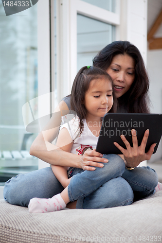 Image of Mother and Daugther with Digital Tablet