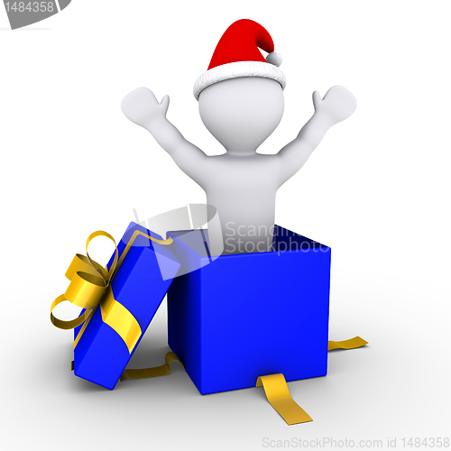 Image of Boy coming out of a present