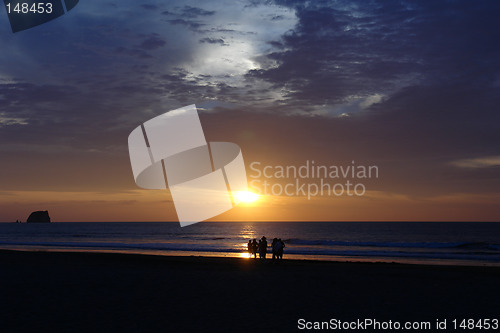 Image of sunset on pacific ocean. ecuador