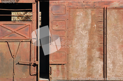 Image of Covered goods wagon, sliding door