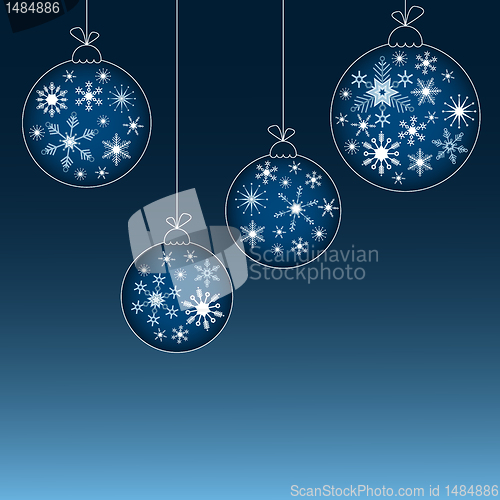 Image of Blue and white Christmas balls illustration