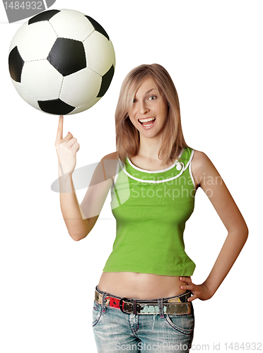 Image of happy girl with soccer ball