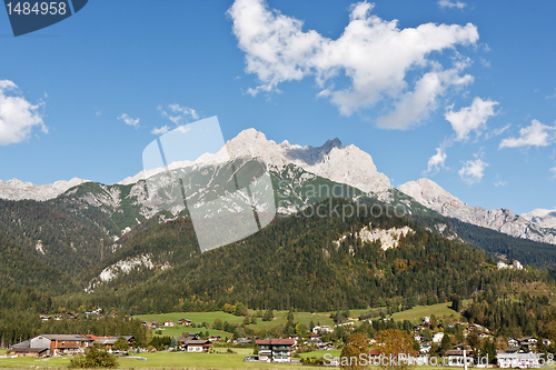 Image of Mountain ladscape with blue sky above