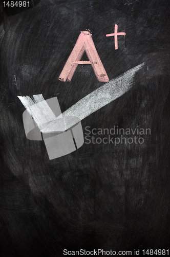 Image of A plus written on a blackboard