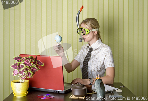 Image of office worker wants to swim