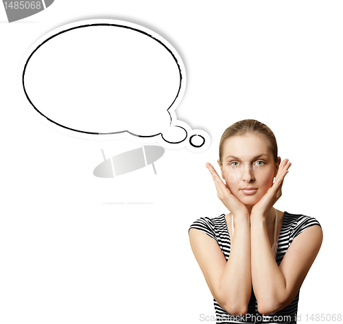 Image of perfect girl with beautiful make up with bubble