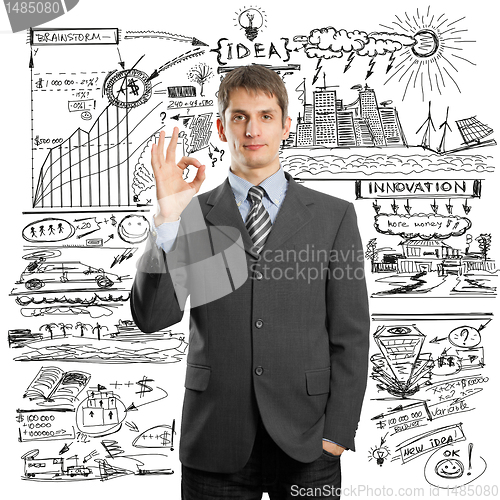 Image of businessman shows OK