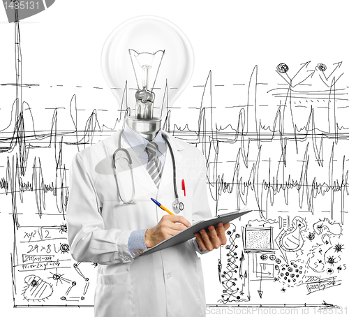 Image of lamphead doctor writing something 