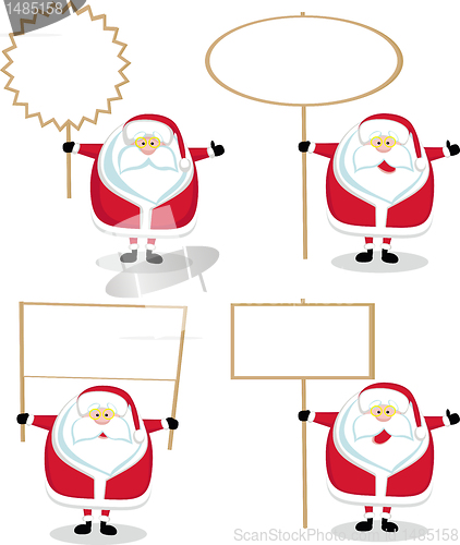 Image of Cartoon Santa holding blank sign