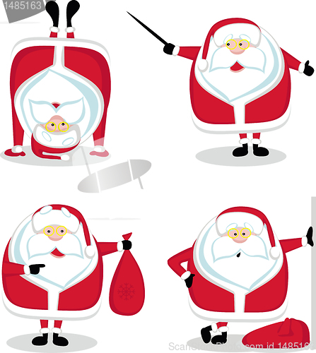 Image of Santa in different positions. 