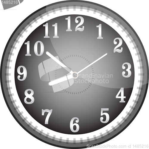 Image of Silver vector wall clock with black face