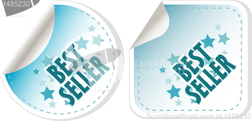 Image of Best seller blue stickers set. vector label