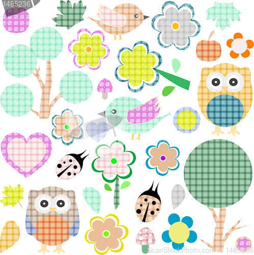 Image of Set of nature and animalstextile stickers