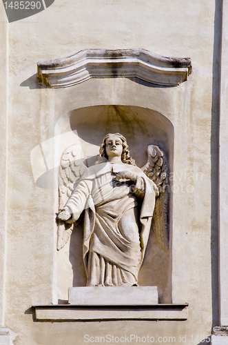 Image of Dirty white holy angel in ark of church.