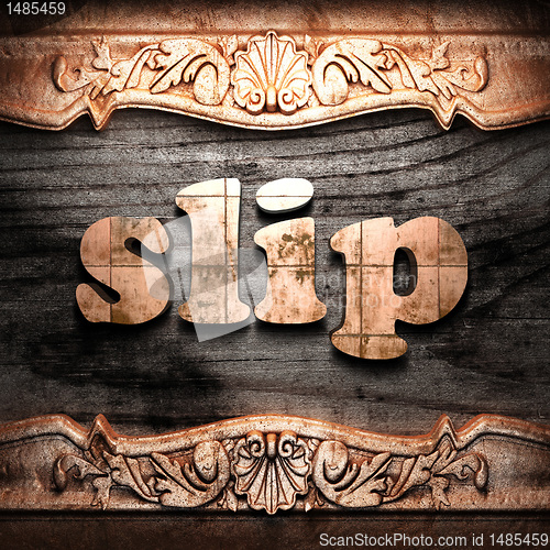 Image of Golden word on wood