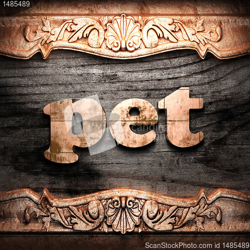 Image of Golden word on wood