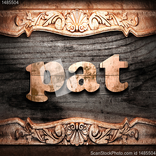 Image of Golden word on wood