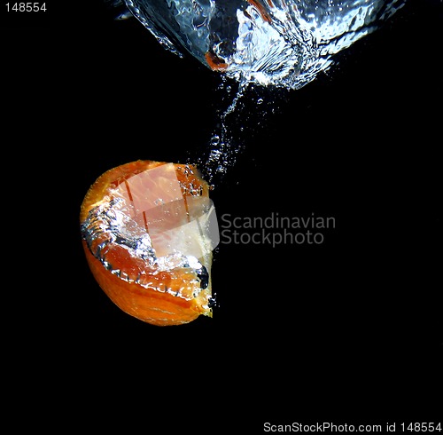 Image of orange in water