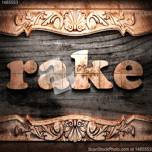Image of Golden word on wood