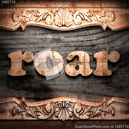 Image of Golden word on wood