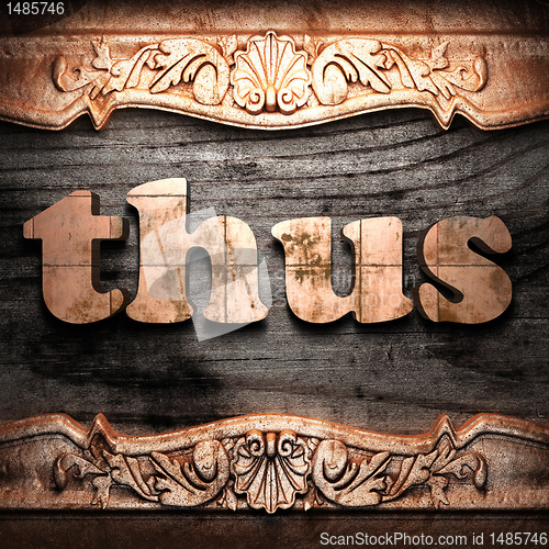 Image of Golden word on wood