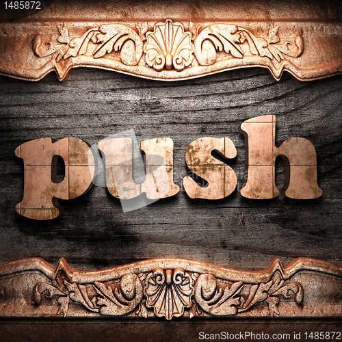Image of Golden word on wood
