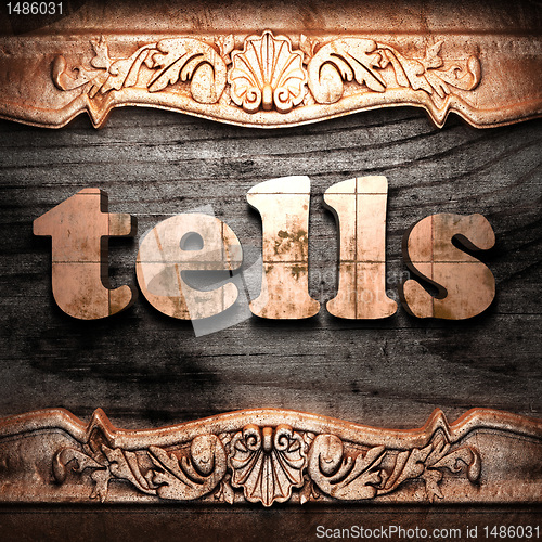 Image of Golden word on wood