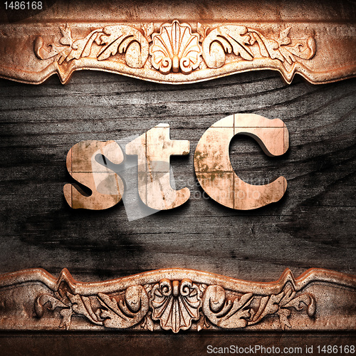 Image of Golden word on wood