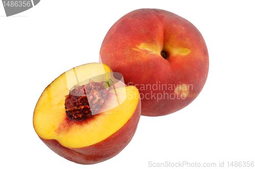 Image of Peach and half of piece with bean