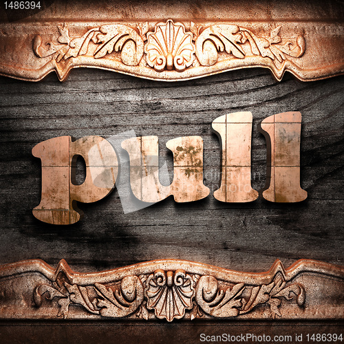 Image of Golden word on wood
