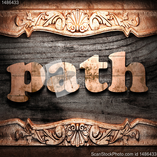 Image of Golden word on wood