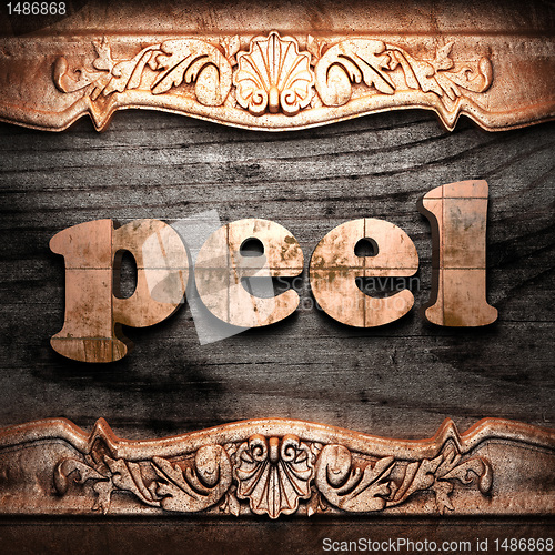 Image of Golden word on wood