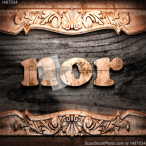 Image of Golden word on wood